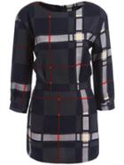 Romwe Round Neck Plaid Zipper Top With Bodycon Skirt