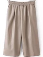 Romwe Elastic Waist Wide Leg Khaki Pant