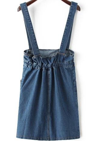 Romwe Straps Split Denim Dress