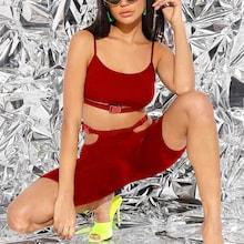 Romwe Push Buckle Crop Cami & Cycling Shorts Set