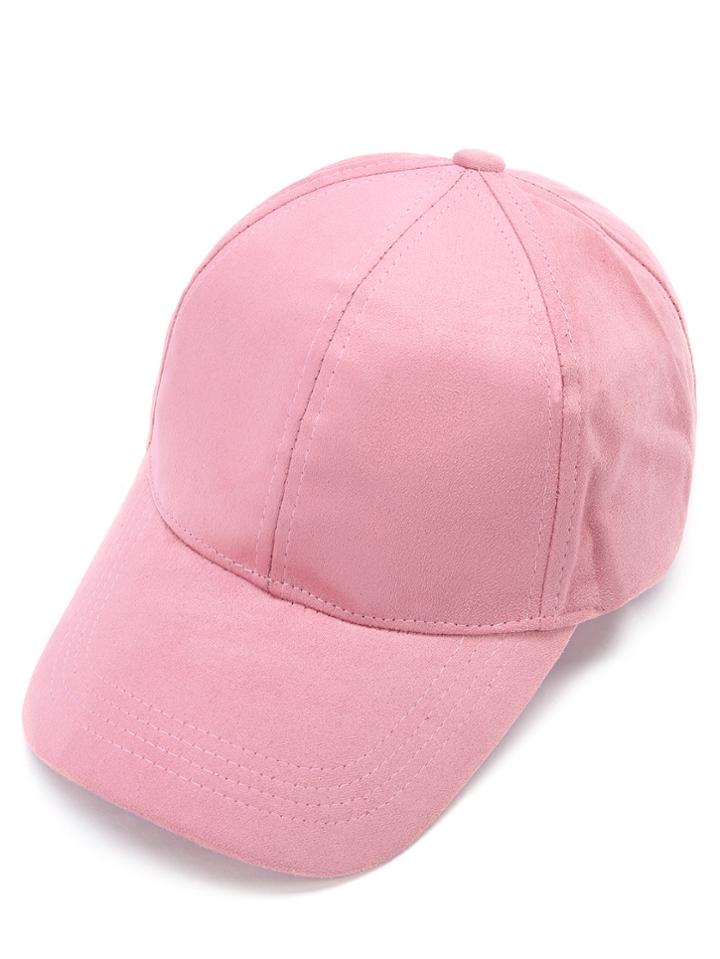Romwe Pink Suede Baseball Cap
