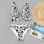 Romwe Random Leopard Plunge Bikini Set