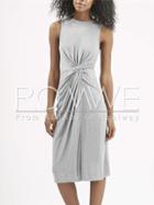 Romwe Grey Sleeveless Ruched Dress