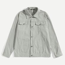 Romwe Guys Figure & Letter Print Back Jacket