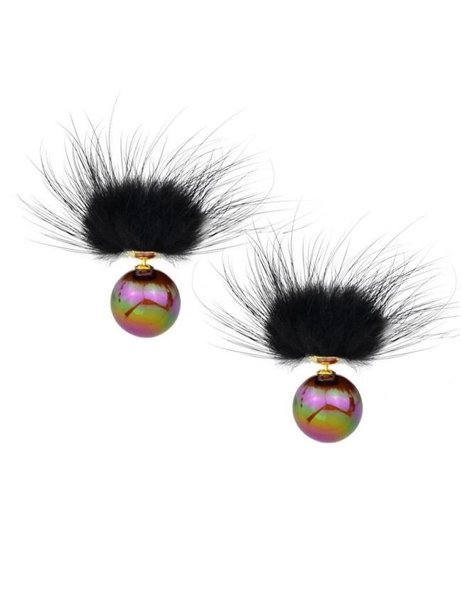 Romwe Coffee Cute Ball Stud Earrings