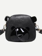 Romwe Black Faux Leather Bear Shaped Crossbody Bag