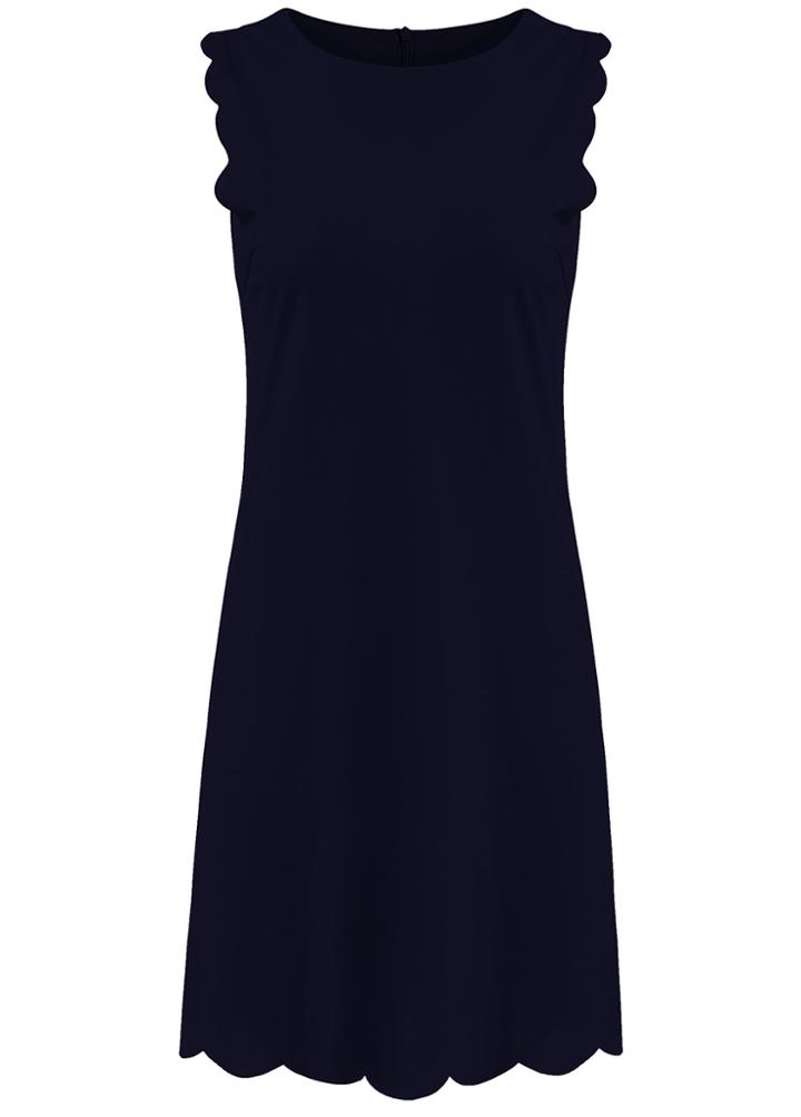 Romwe Round Neck Back Zipper Blue Dress