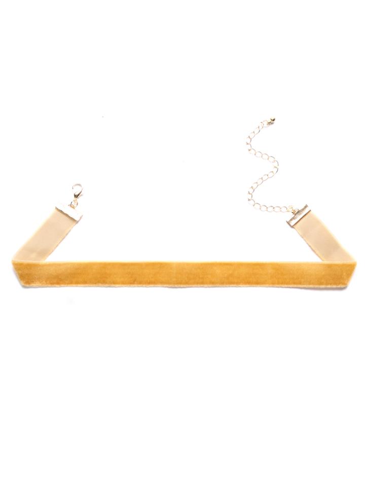 Romwe Orange Velvet Slim Choker Necklace