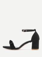 Romwe Bow Tie Two Part Block Heeled Sandals