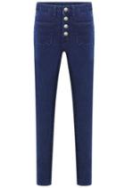 Romwe High Waist Buttons Denim Pant