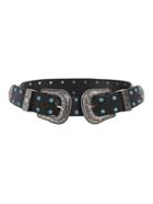 Romwe Turquoise Decorated Double Buckle Pu Belt