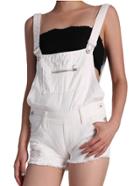 Romwe Strap Ripped Fringe Denim Romper