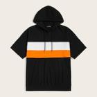 Romwe Guys Colorblock Hooded Top