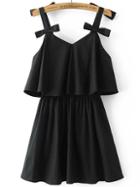 Romwe Cami Straps Open Back Dress With Bow Detail