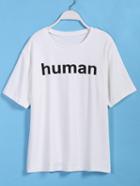 Romwe Human Print White T-shirt