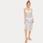 Romwe Fishnet Sheer Split Hem Dress