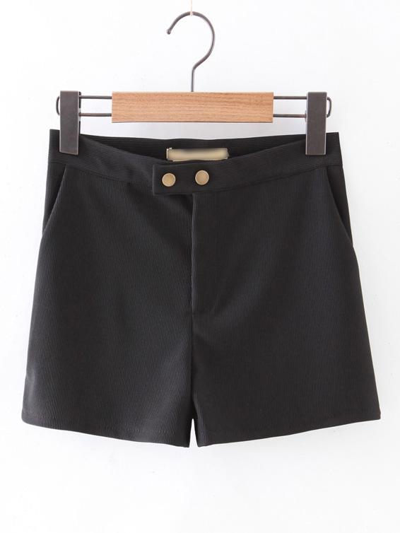 Romwe Black Zipper Pockets Skinny Shorts