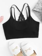 Romwe Lace Panel Cami Top
