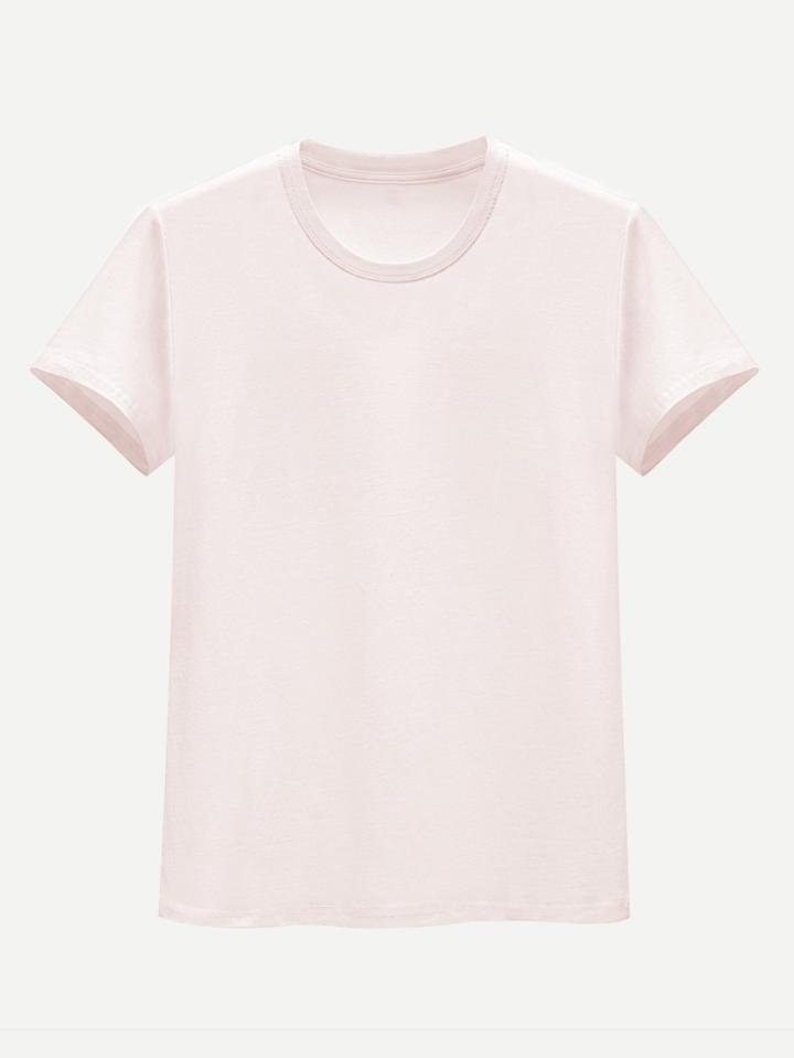 Romwe Men Plain Solider Basic Tee
