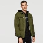 Romwe Guys Zip And Button Up Flap Pocket Jacket