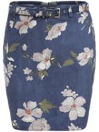 Romwe Florals Belt Bodycon Skirt