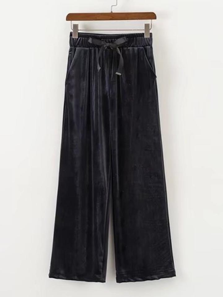 Romwe Wide Leg Velvet Pants