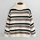 Romwe Striped High Neck Sweater