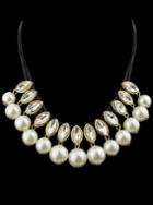 Romwe White Diamond Bead Tassel Necklace