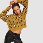 Romwe Drop Shoulder Leopard Fluffy Sweater