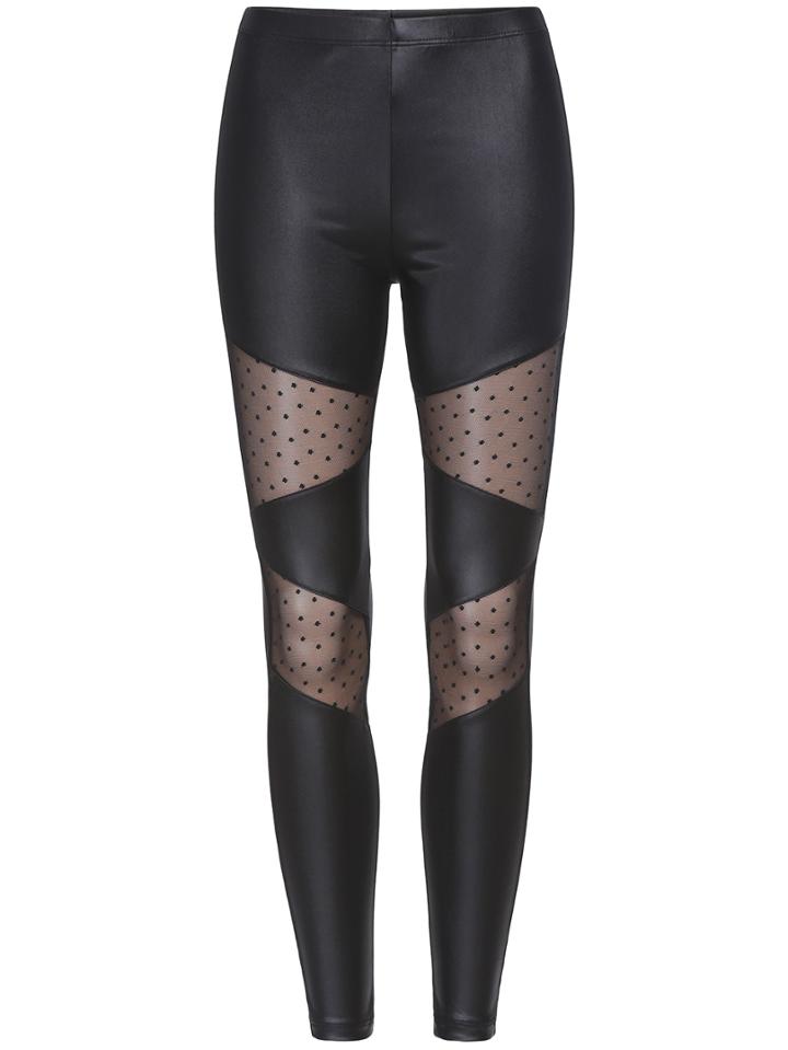Romwe Sheer Mesh Dotted Leggings