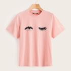 Romwe Eyes Print Short Sleeve Tee