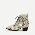 Romwe Snakeskin Print Lace Up Ankle  Boots