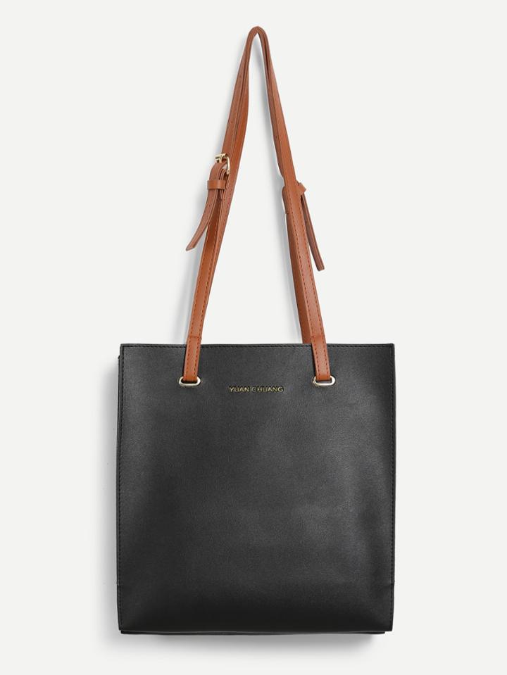 Romwe Pu Shoulder Bag With Double Handle