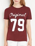 Romwe Burgundy Number Print T-shirt