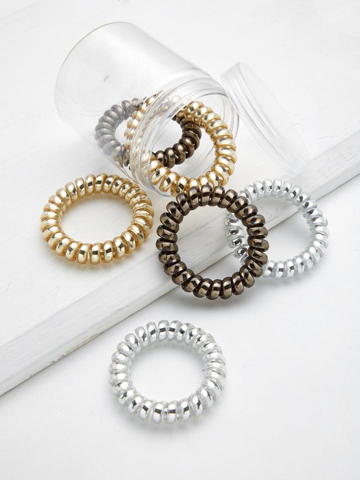 Romwe Metallic Coil Hair Ties 6pcs