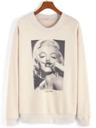 Romwe Monroe Print Loose Sweatshirt