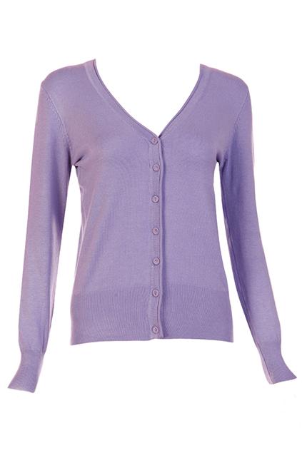 Romwe V Neck Sheer Purple Cardigan