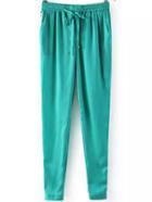 Romwe Draw Cord Waist Beam Port Blue Pant
