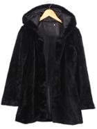 Romwe Hooded Long Sleeve Black Coat
