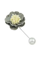Romwe Gray Flannel Flower Ball Brooch