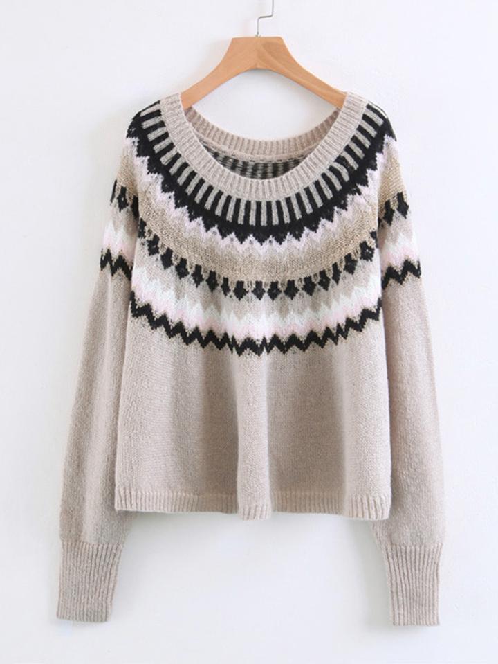 Romwe Aztec Pattern Raglan Jumper