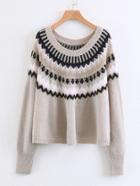 Romwe Aztec Pattern Raglan Jumper