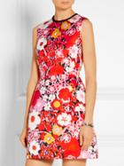 Romwe Red Crew Neck Floral A-line Dress