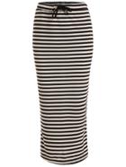 Romwe Drawstring Striped Knit Skirt