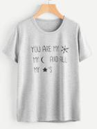 Romwe Slogan Print Slub T-shirt