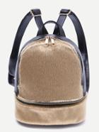 Romwe Gold Faux Fur Covered Zip Front Backpack
