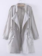 Romwe Grey Asymmetric Elastic Waist Pocket Coat