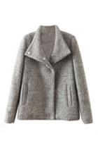 Romwe Pocketed Sheer Grey Coat