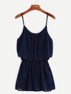 Romwe Navy Spaghetti Strap Chiffon Romper