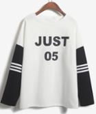 Romwe Just 05 Print White Sweatshirt